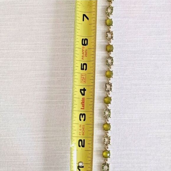 Liz Claiborne Gold Tone w/ Green Rhinestones Green Stones Bracelet 8" - Picture 5 of 5